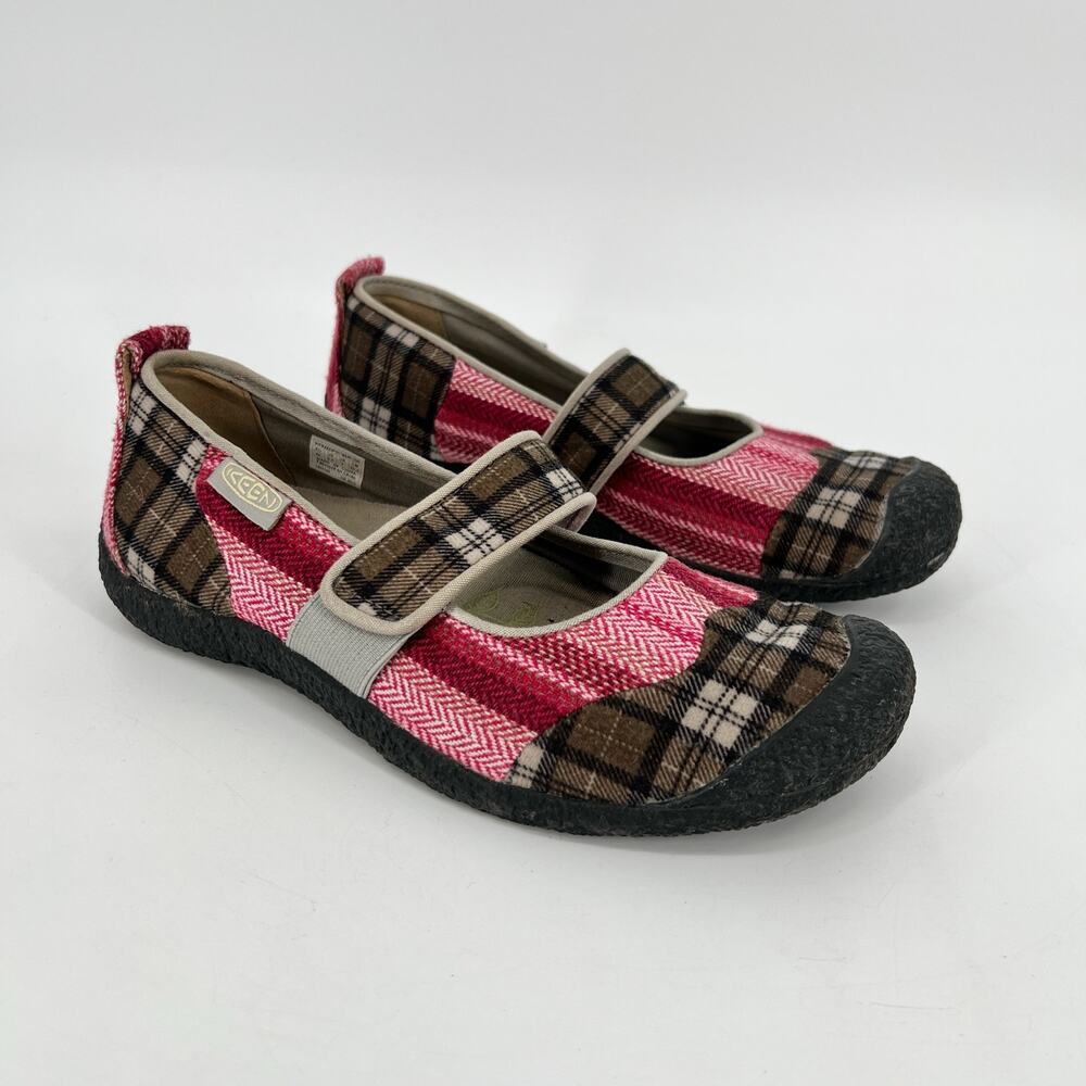Keen Harvest Fall Plaid Mary Jane  Shoe Women 9.5 Mixed Print Pink Brown 1007740